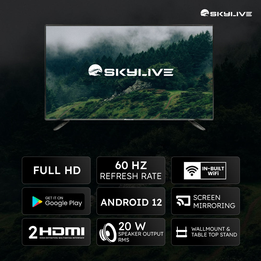 Skylive 101.6 cm (40 inches) Bezel-Less Full HD Smart Android LED TV (SL40S) SL5000 (2024 Model)