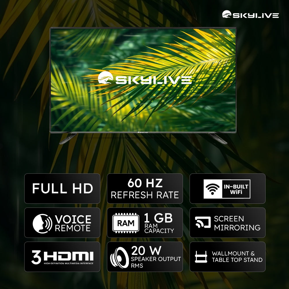 Skylive 101.6 cm (40 inches) Bezel-Less FHD AndroidLED TV (SL40PROV) With Voice command Remote SL5000 (2024 Model)