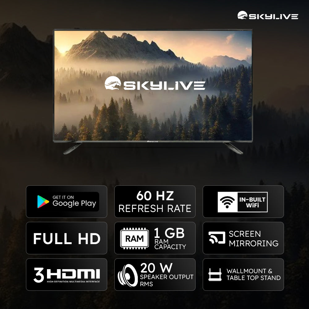 Skylive 101.6 cm (40 inches) Bezel-Less FHD AndroidLED TV (SL40PRO) SL5000 (2024 Model)