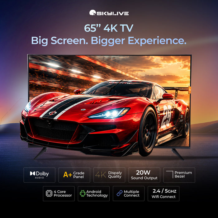 Skylive 164 cm (65 inches) Smart TV /  Web Os Android TV / Wide Screen Ultra HD LED Display, Dual-Band Wi-Fi & Voice Control / 4 Core CPU / All-Round Connectivity